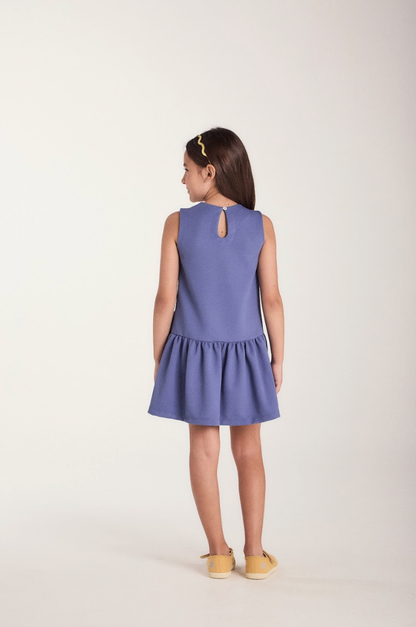 Vestido Infantil Jumper Detalhe Pala e Laço Azul - Beabá