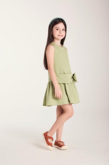Vestido Infantil Jumper Detalhe Pala e Laço Verde - Beabá