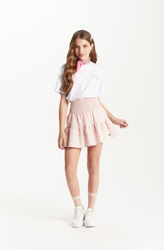 Conjunto Teen Camiseta Oversized All Need e Saia Listrada Lurex - Two In