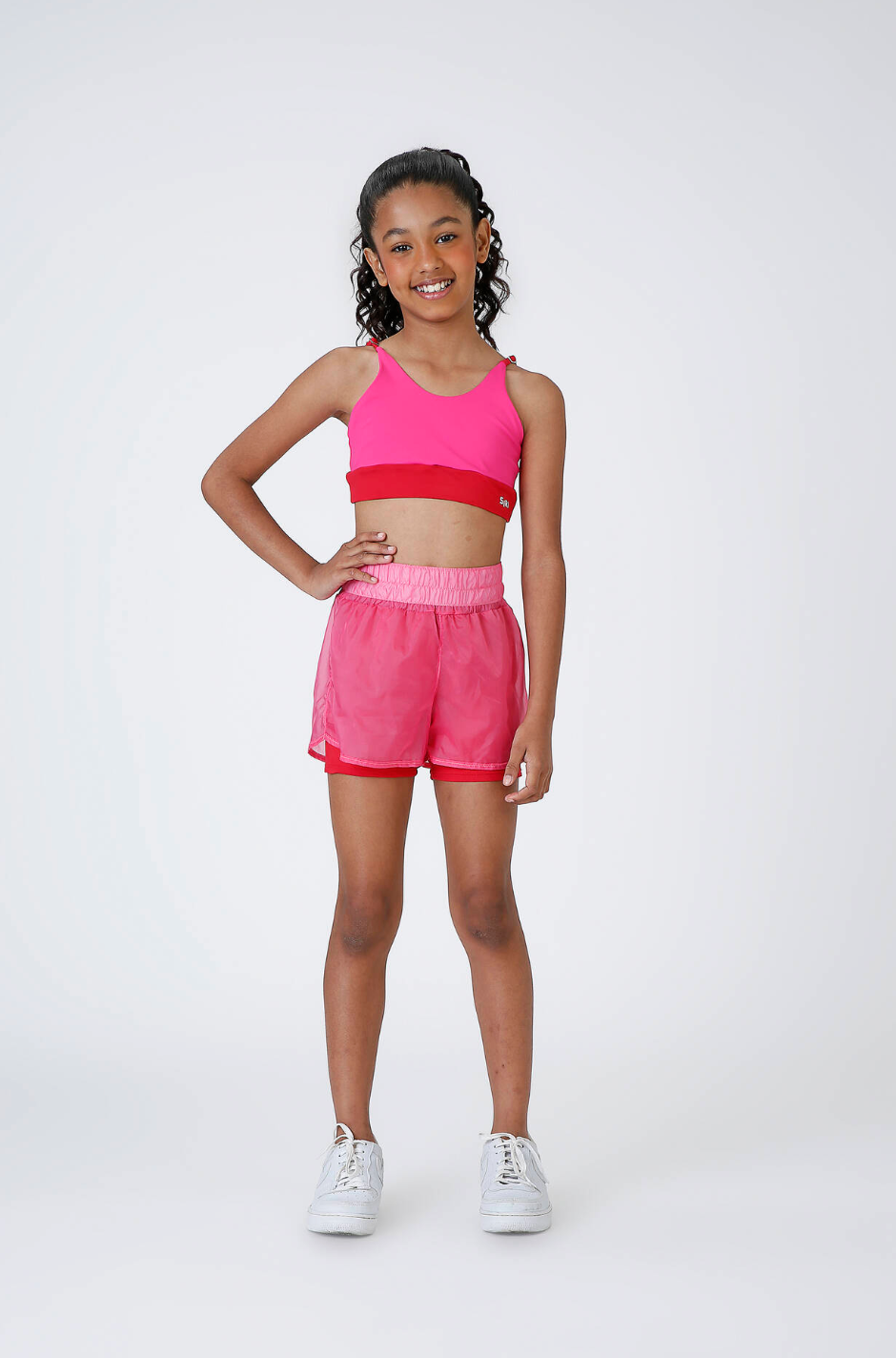 Conjunto Infantil Top Sara Maxxi e Shorts Dani Oncinha Pink - Siri Sport