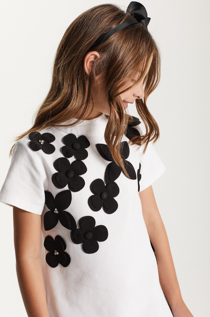 Vestido Infantil Jumper Piquet Sofia Flores - Um Mais Um