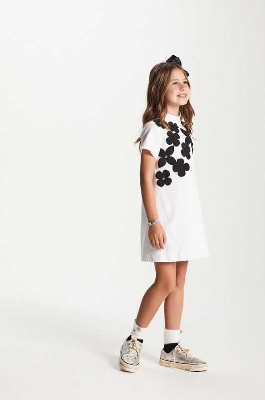 Vestido Infantil Jumper Piquet Sofia Flores - Um Mais Um