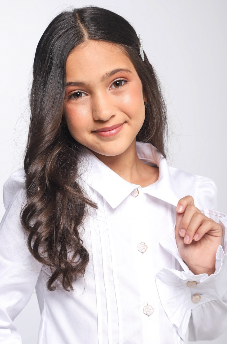 Conjunto Infantil Camisa Babadinhos Punho Pregas Branca e Saia  Jeans Pochete Laço Pérolas - Luluzinha PRÉ-VENDA