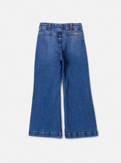 Conjunto Infantil Conceito Colete Tricot Corações e Calça Jeans Bolsos Bordados - Animê