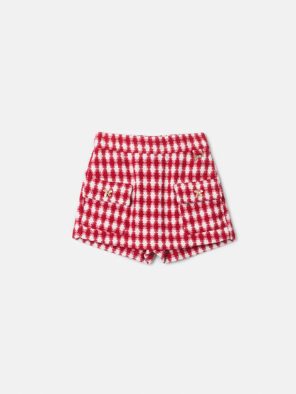 Conjunto Infantil Conceito Tweed Vermelho Casaco e Shorts Saia - Animê
