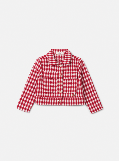 Conjunto Infantil Conceito Tweed Vermelho Casaco e Shorts Saia - Animê