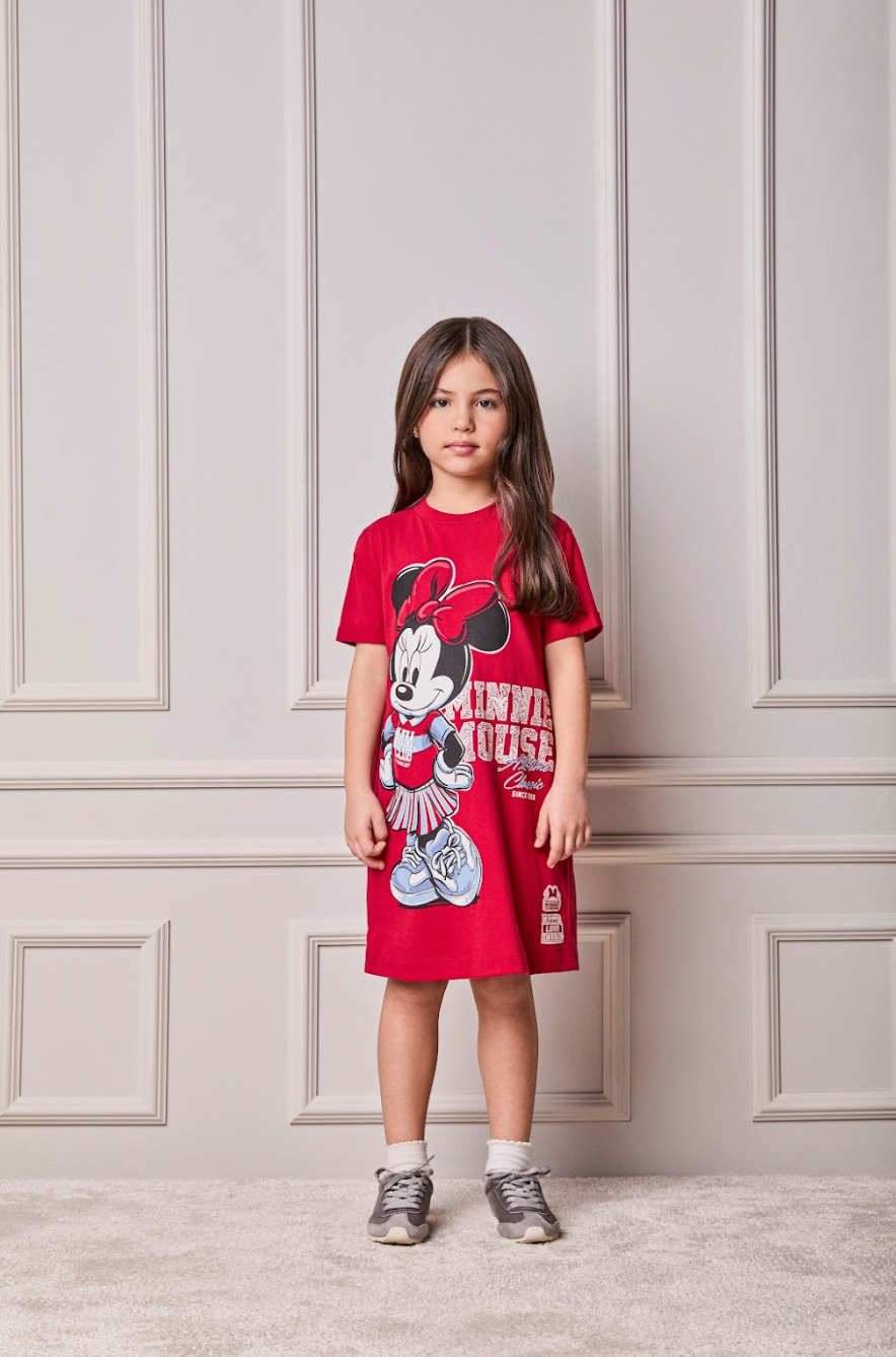 Vestido Infantil Minnie Mouse Vermelho Berry - Animê