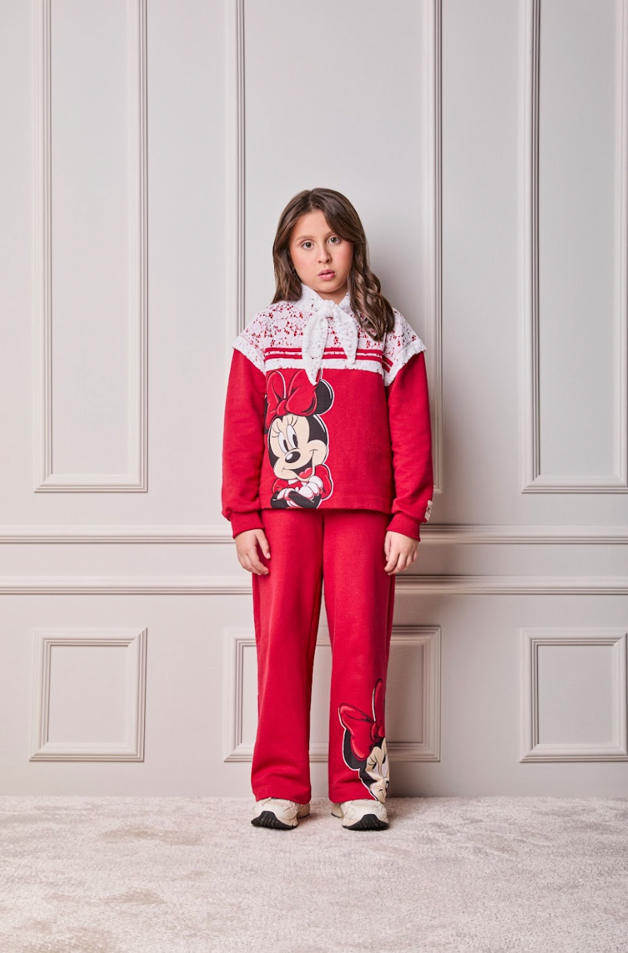 Conjunto Infantil Casaco e Calça Minnie Vermelho Berry - Animê