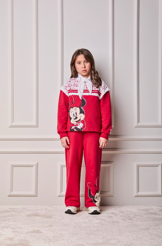 Conjunto Infantil Casaco e Calça Minnie Vermelho Berry - Animê