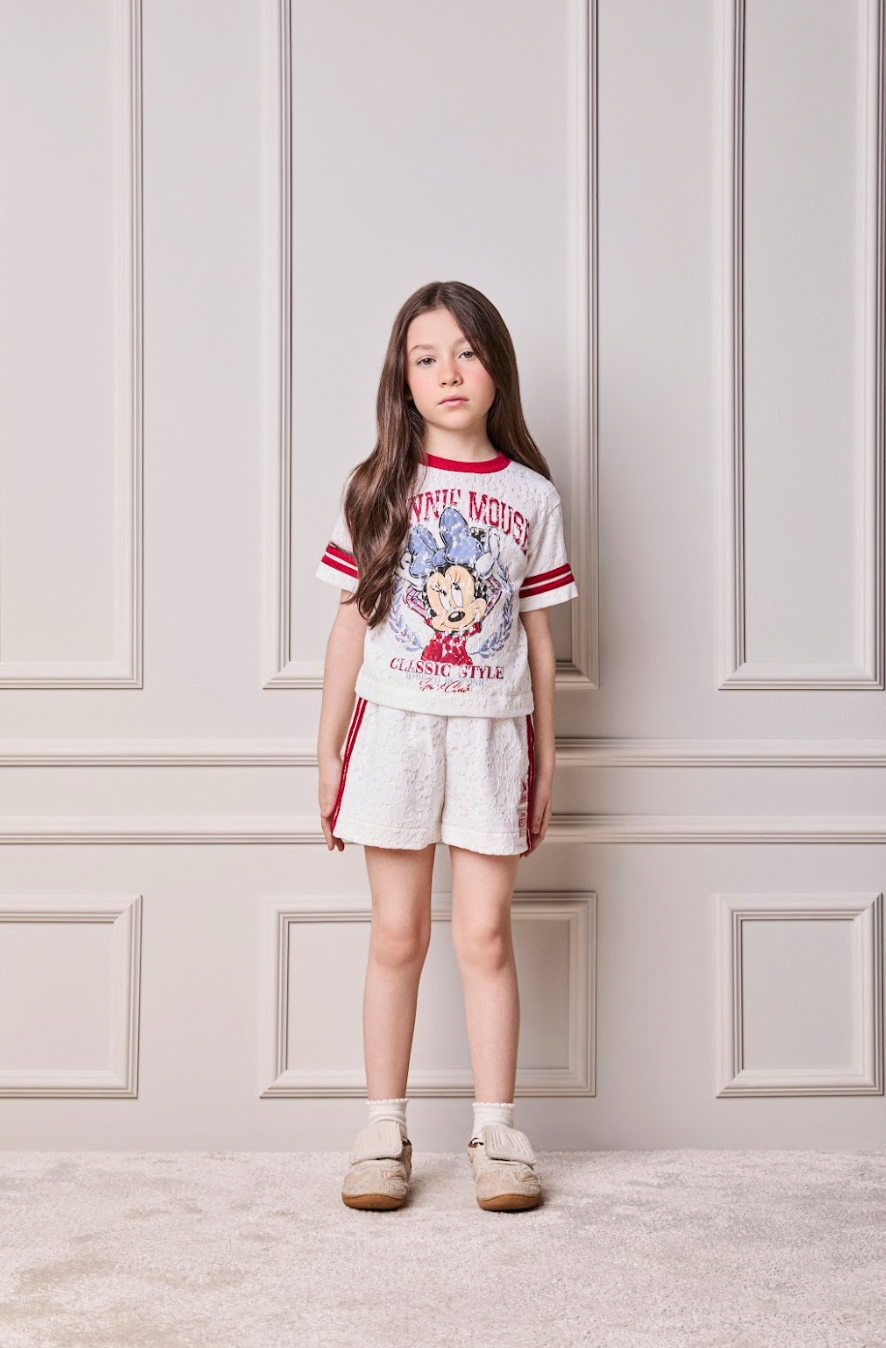 Conjunto Infantil Blusa e Shorts Minnie Mouse Classic Style Pérola - Animê