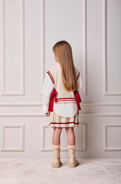 Conjunto Infantil Colete e Saia Tricot Minnie Pérola - Animê