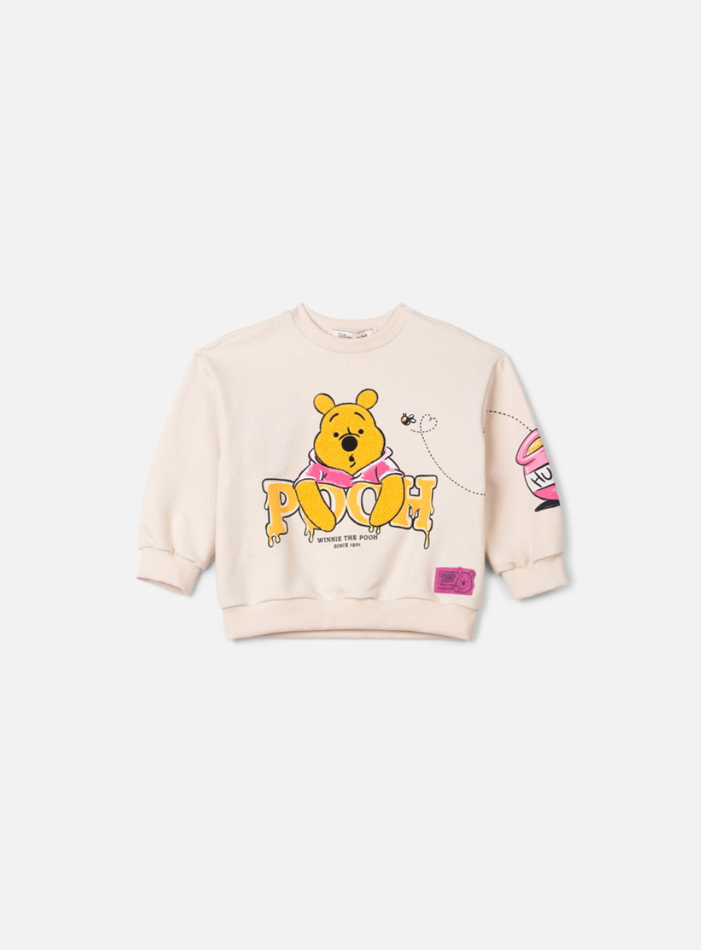 Conjunto Infantil Casacol Moletom Pooh Bege Vanilla e Saia Tule Preta - Animê Petite