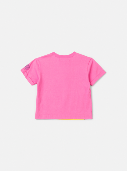 Conjunto Infantil Camiseta e Shorts Jeans Leitão & Pooh Rosa Cherry Donut - Animê Petite