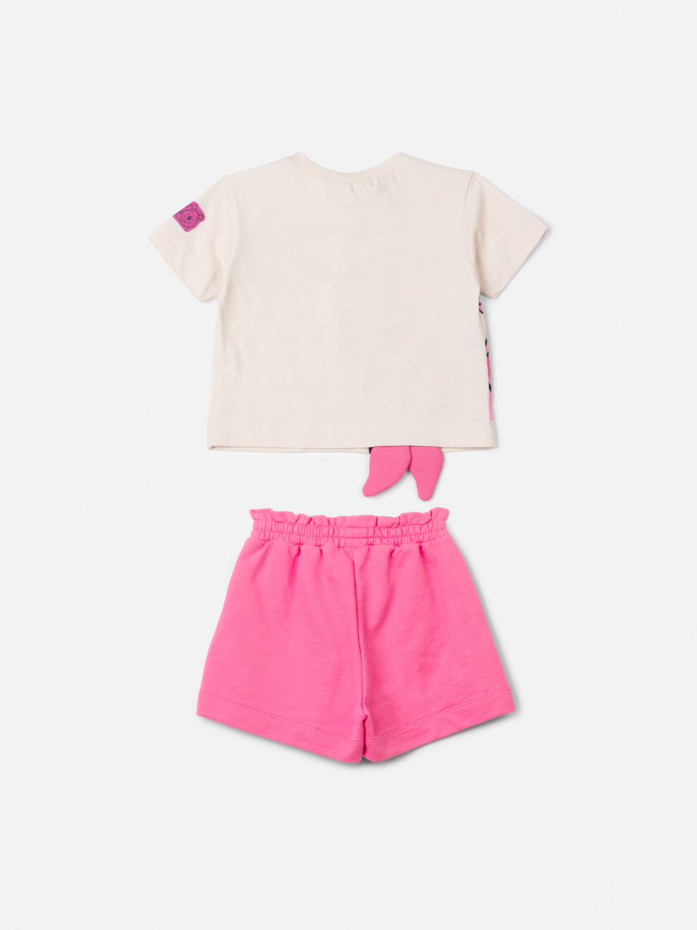 Conjunto Infantil Blusa Pooh Hunny Bege Vanilla e Shorts Rosa - Animê Petite