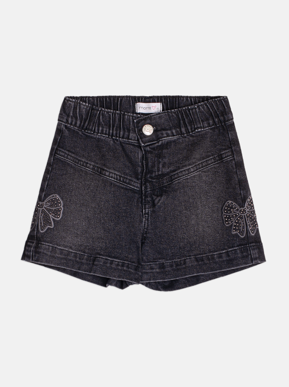 Conjunto Infantil Casaco Moletom Hello Kitty Mescla e Shorts Jeans  Black Laço Strass - Momi
