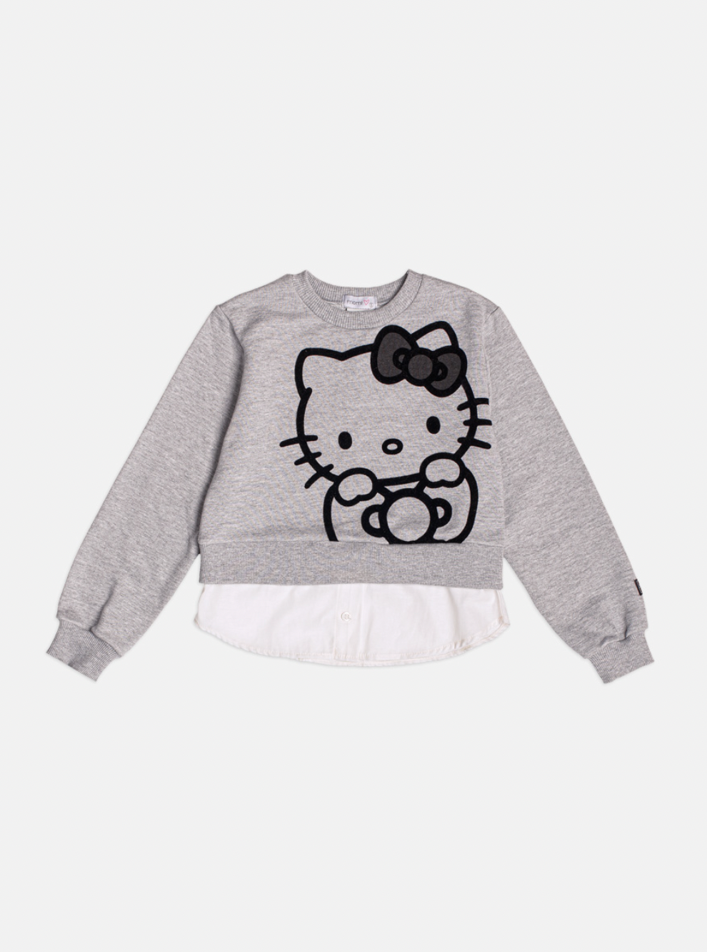 Conjunto Infantil Casaco Moletom Hello Kitty Mescla e Shorts Jeans  Black Laço Strass - Momi