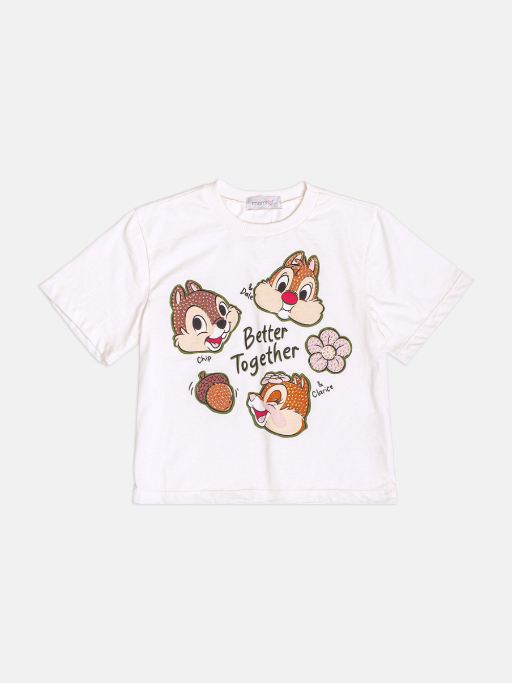 Conjunto Infantil Blusa Tico e Teco Better Together Strass Pérola e Saia Tule Verde Musgo - Momi