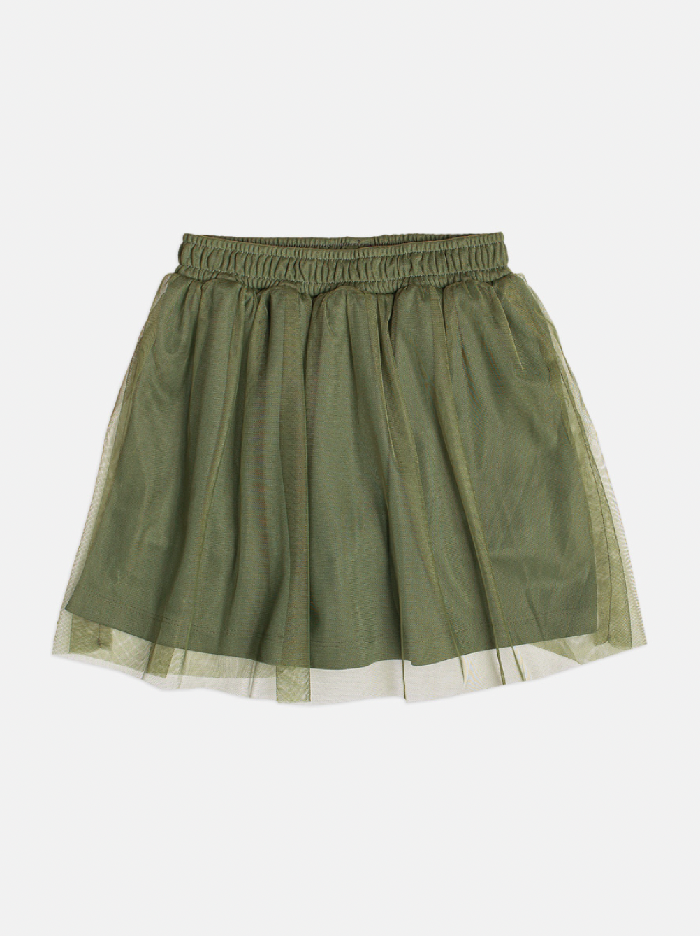 Conjunto Infantil Blusa Tico e Teco Better Together Strass Pérola e Saia Tule Verde Musgo - Momi