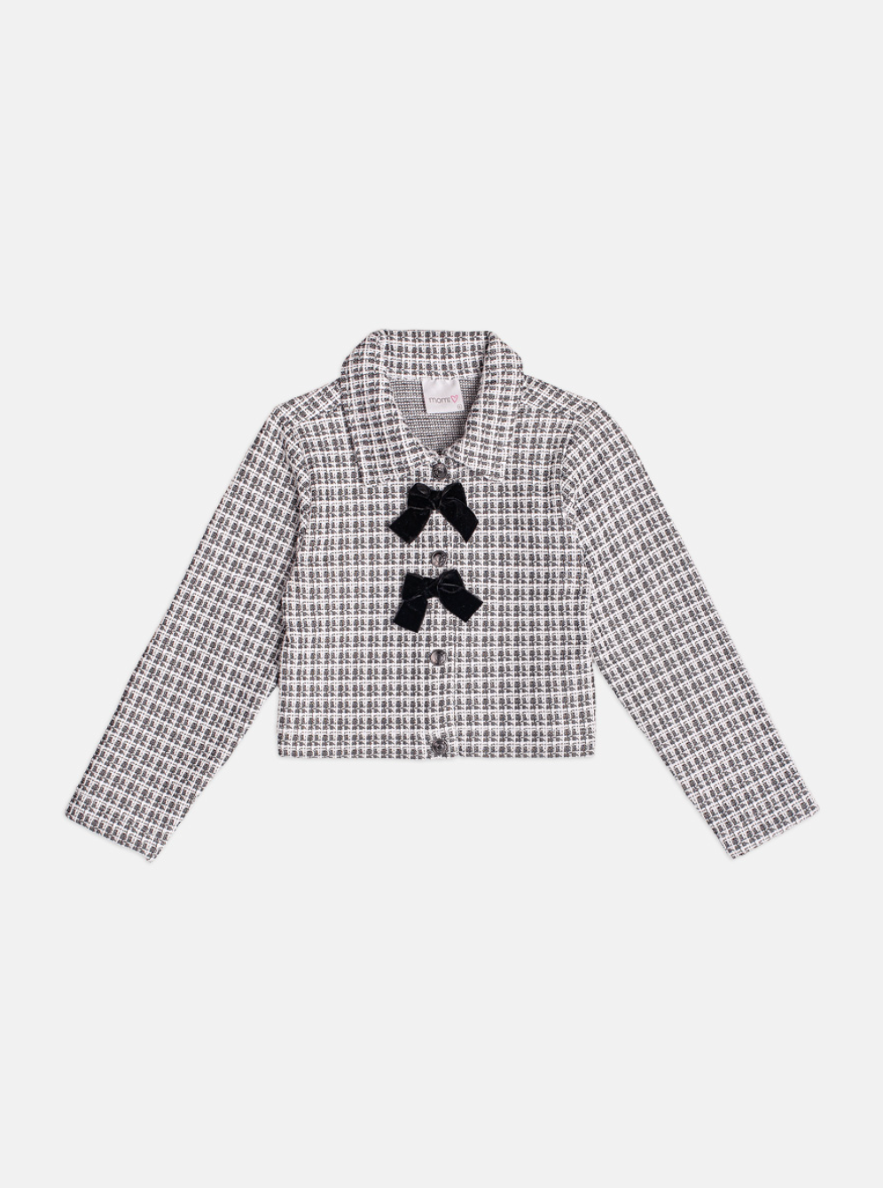 Jaqueta Infantil Laços Tweed Preto - Momi Mini