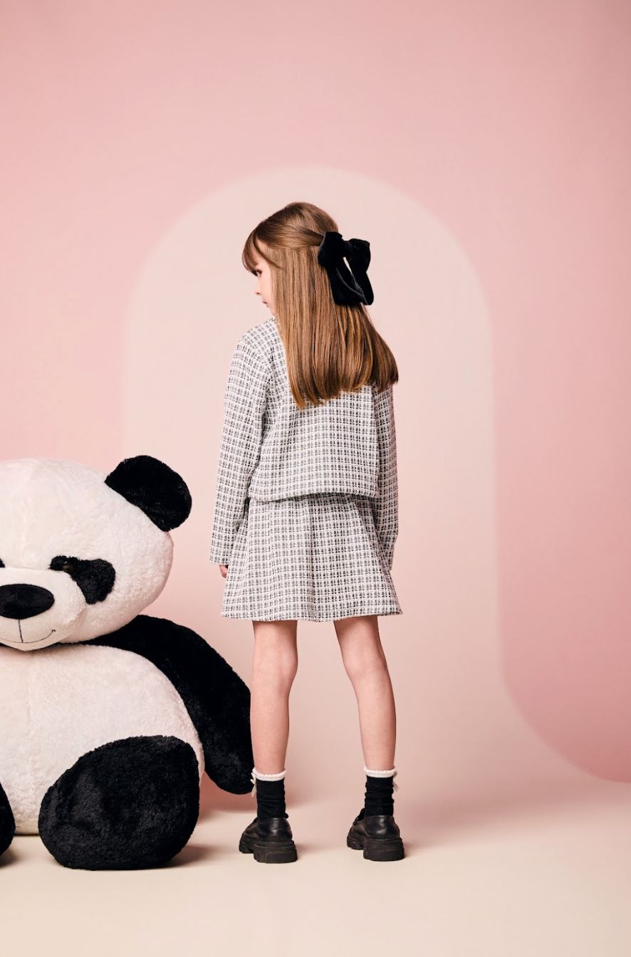 Jaqueta Infantil Laços Tweed Preto - Momi Mini