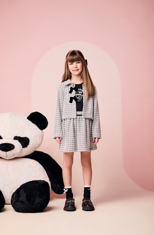 Jaqueta Infantil Laços Tweed Preto - Momi Mini
