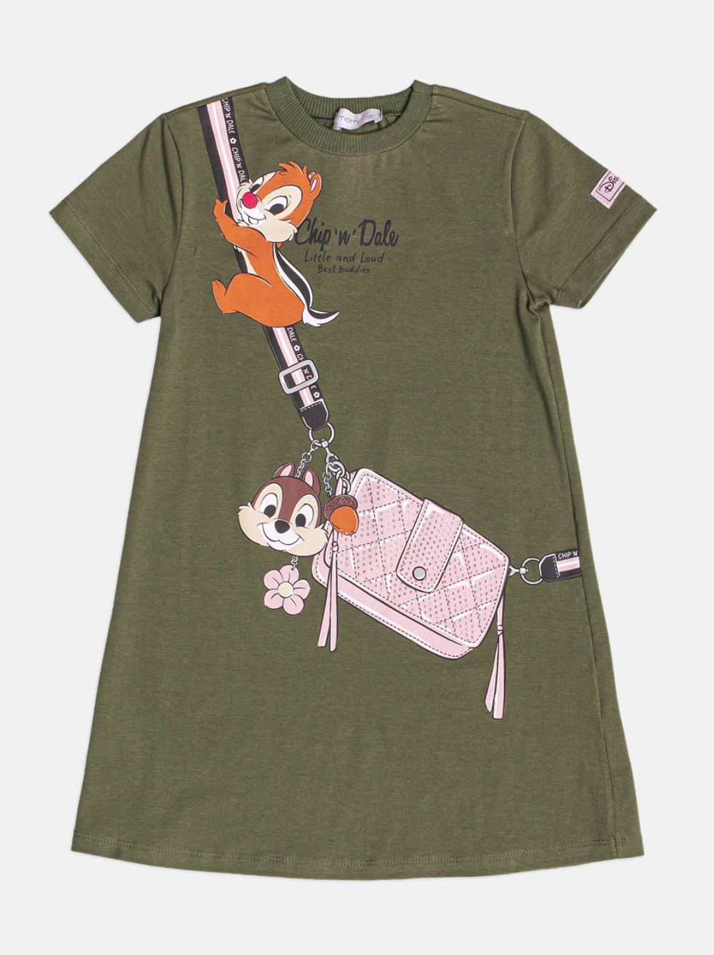 Vestido Infantil Trapézio MC Tico e Teco Verde Musgo - Momi