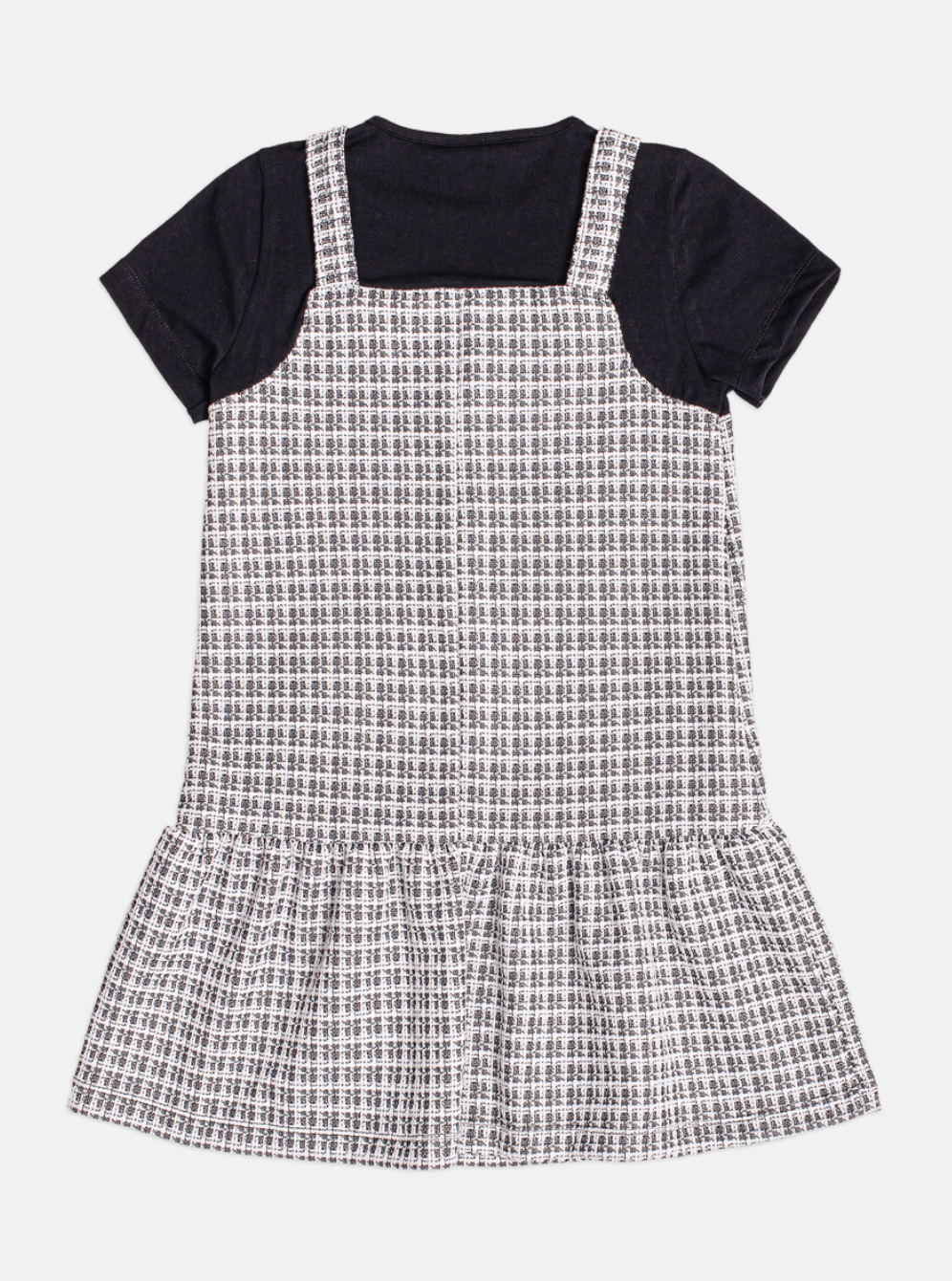 Vestido Infantil MC Sobreposição Tweed Xadrez Preto - Momi
