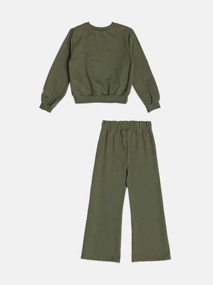 Conjunto Infantil Moletom Casaco Tico e Teco e Calça Verde Musgo - Momi