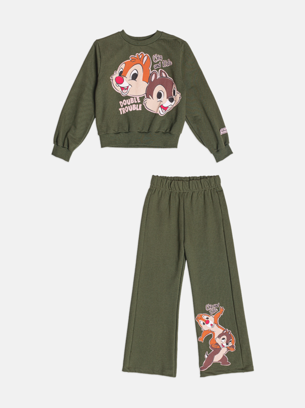 Conjunto Infantil Moletom Casaco Tico e Teco e Calça Verde Musgo - Momi