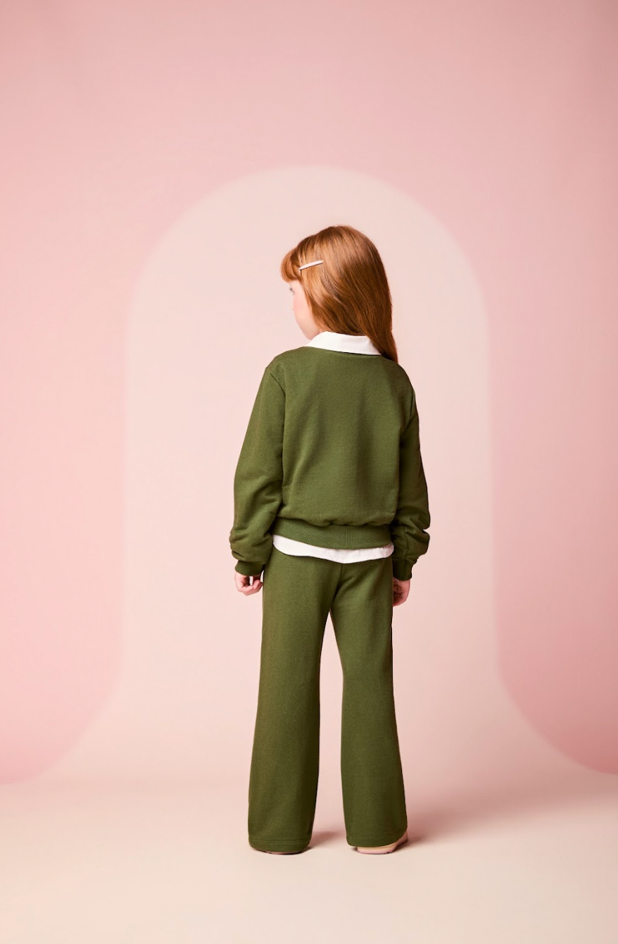 Conjunto Infantil Moletom Casaco Tico e Teco e Calça Verde Musgo - Momi