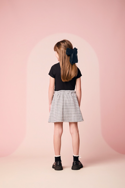 Conjunto Infantil Blusa Amazing Things Happen e Saia Tweed Preto - Momi