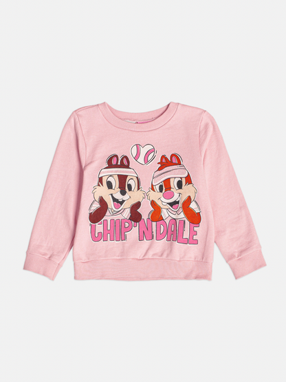 Conjunto Infantil Moletom Casaco Chip'N Dale e Calça Rosa Quartzo - Momi Mini