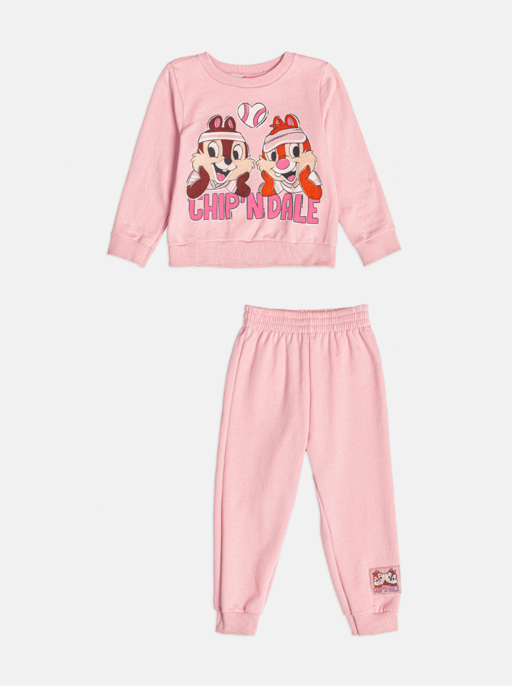 Conjunto Infantil Moletom Casaco Chip'N Dale e Calça Rosa Quartzo - Momi Mini