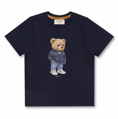 Camiseta Infantil Algodão Teddy Vintage Marinho - Dame