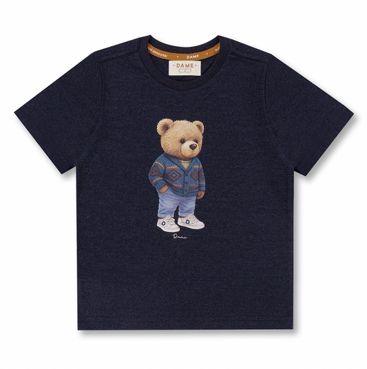 Camiseta Infantil Algodão Teddy Vintage Marinho - Dame