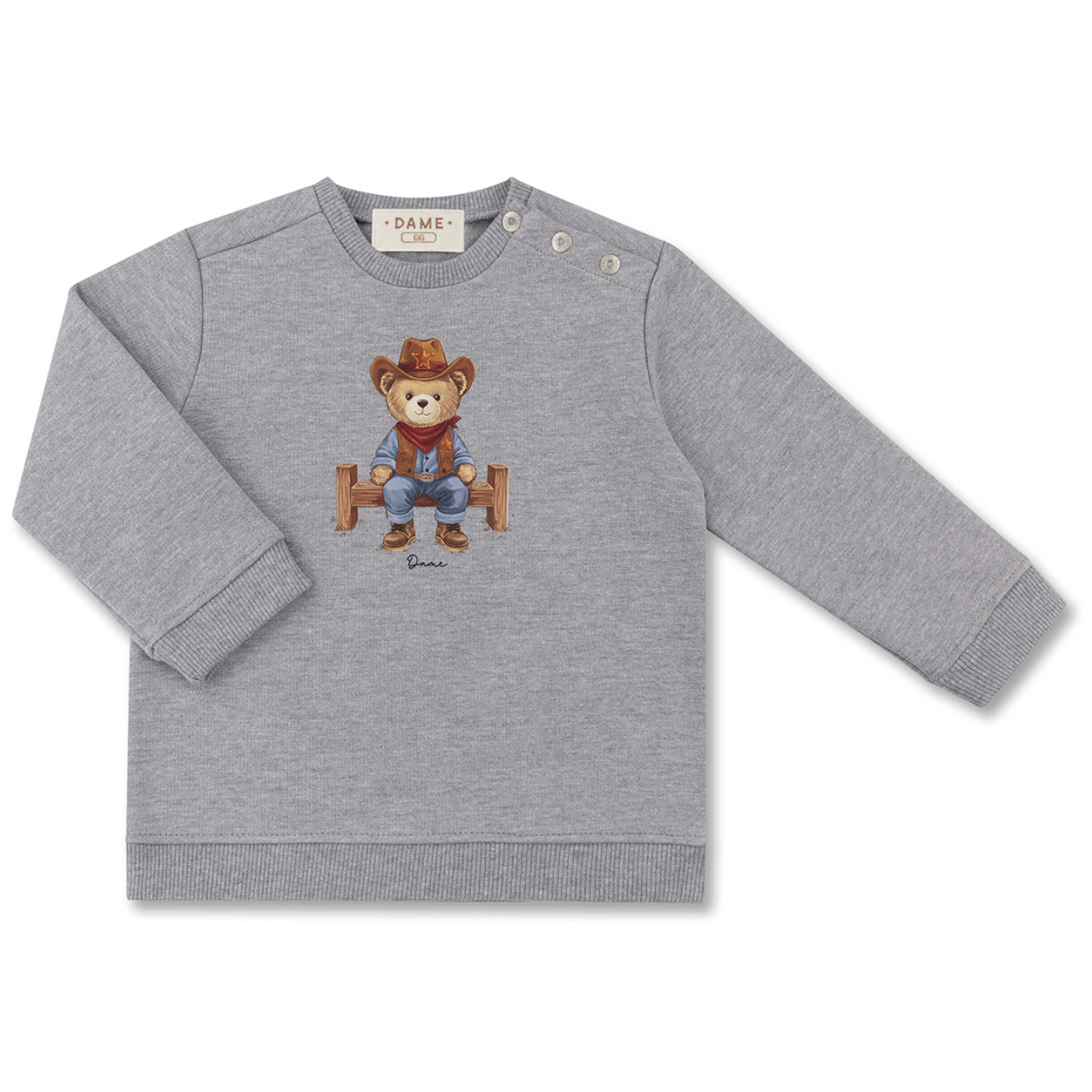 Conjunto Bebê Moletom Agasalho e Calça Teddy Cowboy Cinza - Dame