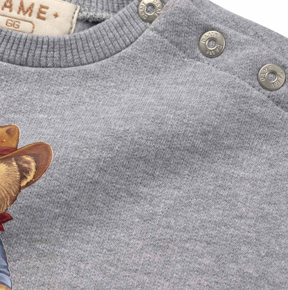 Conjunto Bebê Moletom Agasalho e Calça Teddy Cowboy Cinza - Dame