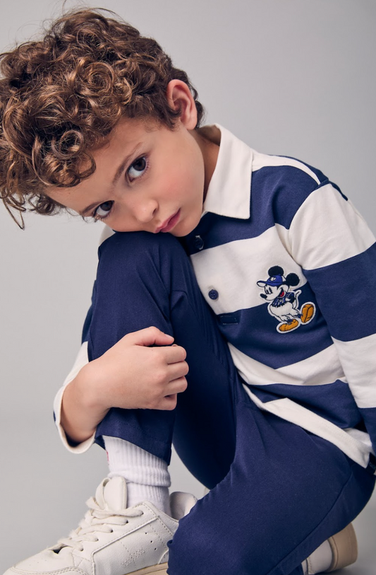 Conjunto Infantil Polo Patch Disney Listrada e Calça Alfaiataria Marinho - Youccie
