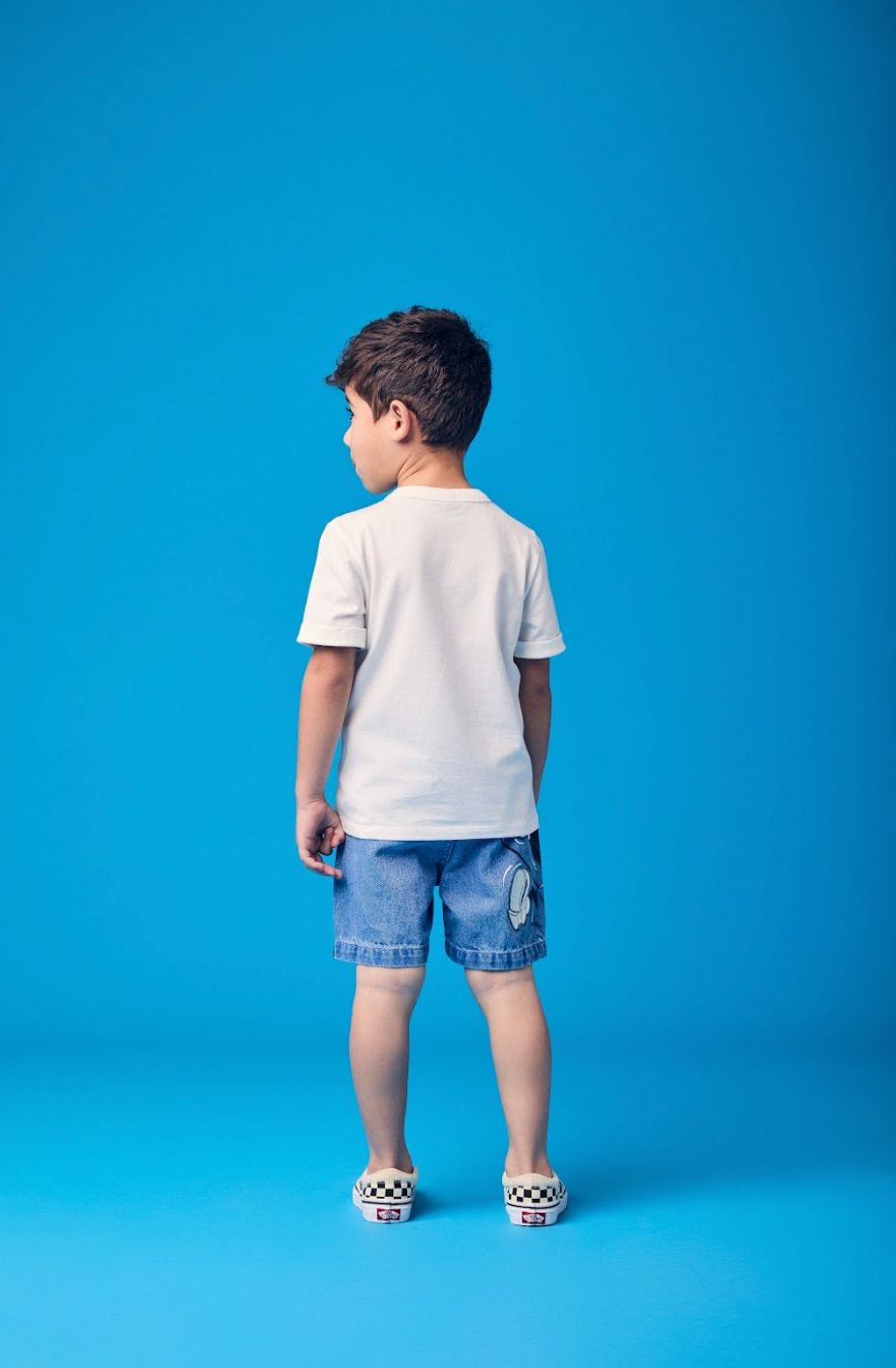 Conjunto Infantil Camiseta Mickey Pérola e Bermuda Jeans Mickey - Youccie