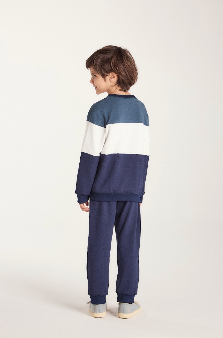 Conjunto Infantil Moletinho Viscose Blusa Recortes e Calça Lisa - Beabá