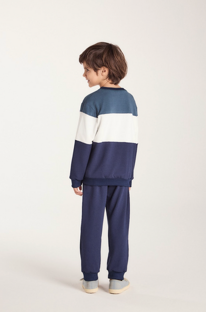 Conjunto Infantil Moletinho Viscose Blusa Recortes e Calça Lisa - Beabá