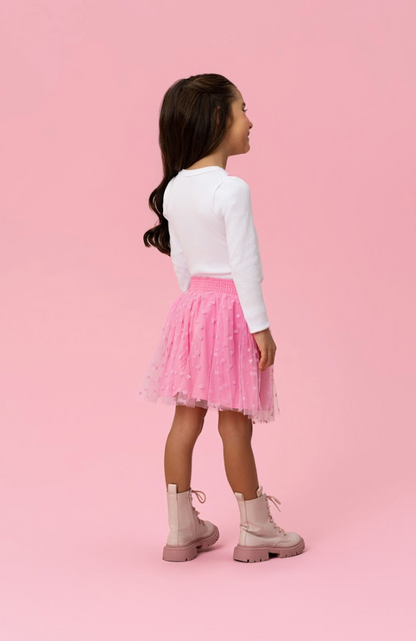 Conjunto Infantil Blusa Bolsa Coração e Saia de Tule Coração - Mon Sucré