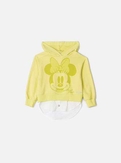 Conjunto Infantil Casaco Minnie Verde Melão e Shorts Jeans Preto  - Animê