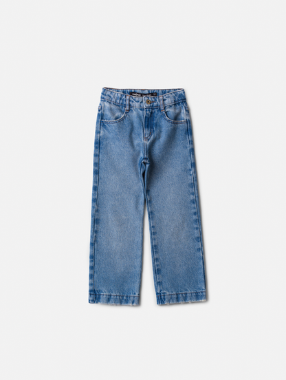 Conjunto Infantil Blusa Golinha Gravata Strass Pérola e Calça Jeans Lenço Bordado - Animê