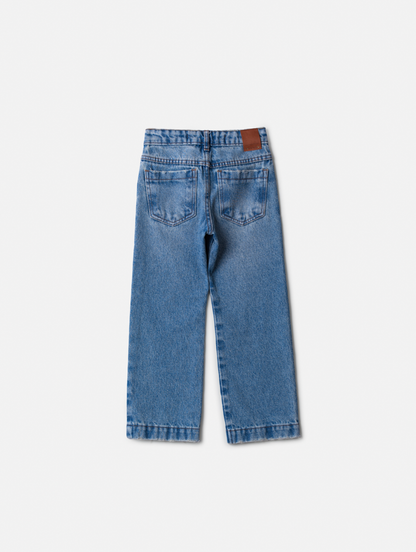 Conjunto Infantil Blusa Golinha Gravata Strass Pérola e Calça Jeans Lenço Bordado - Animê