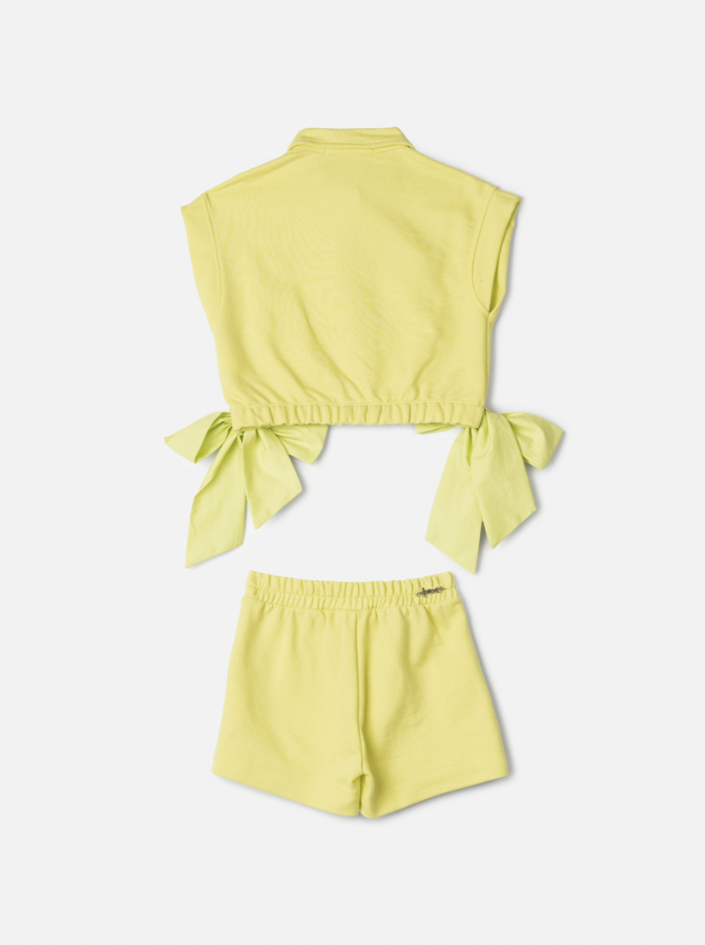 Conjunto Infantil Blusa Laços Laterais e Saia-shorts Pregas Verde Melão - Animê