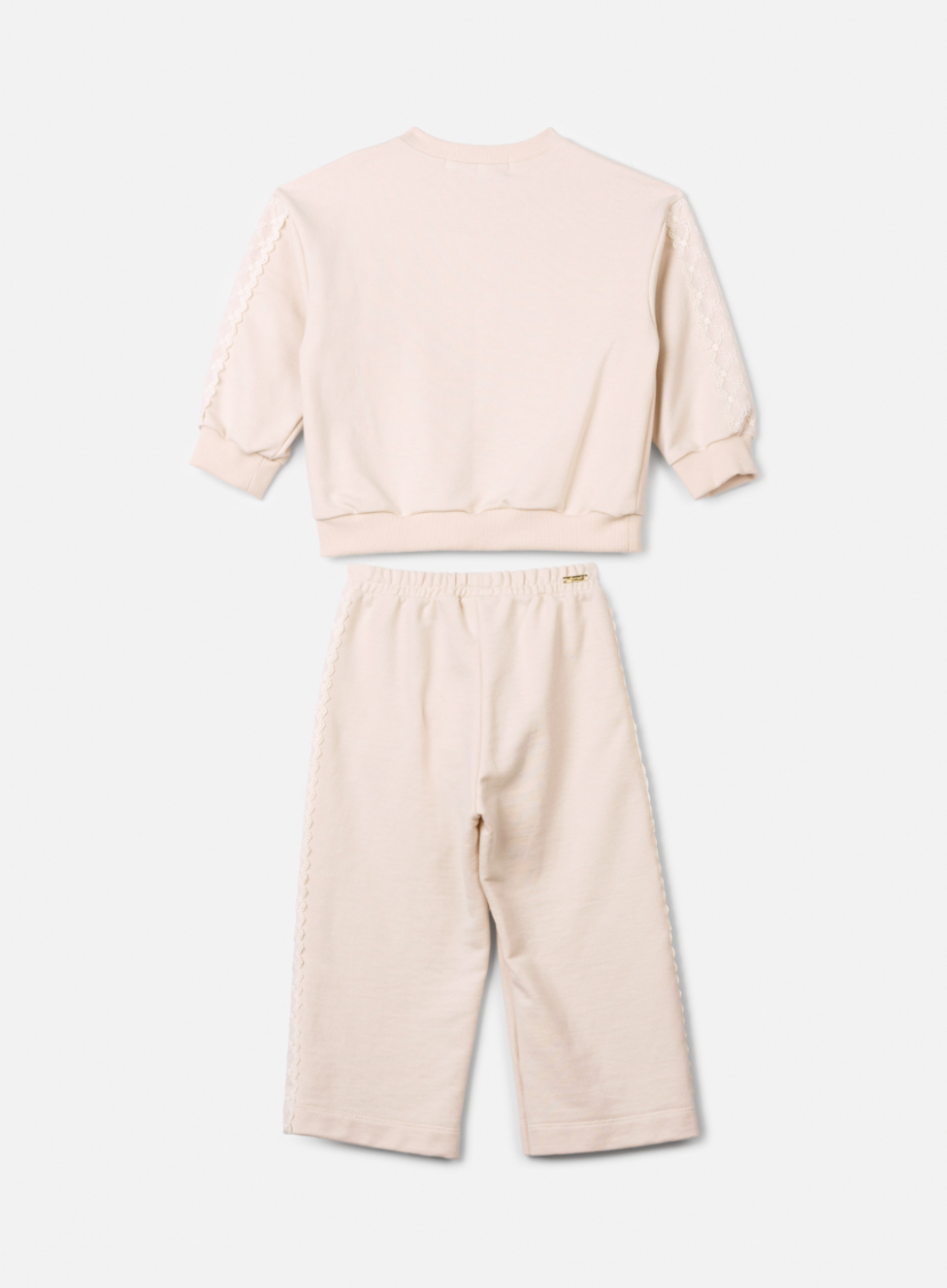 Conjunto Infantil Casaco Minnie Renda Bordadoe Calça Moletom Renda Bege Vanilla - Animê Petite
