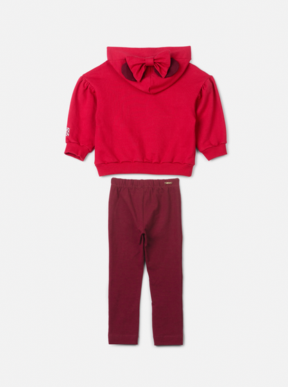 Conjunto Infantil Casaco Capuz e Orelha Minnie e Legging Cranberry - Animê