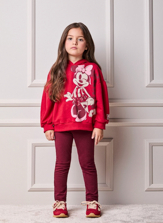 Conjunto Infantil Casaco Capuz e Orelha Minnie e Legging Cranberry - Animê
