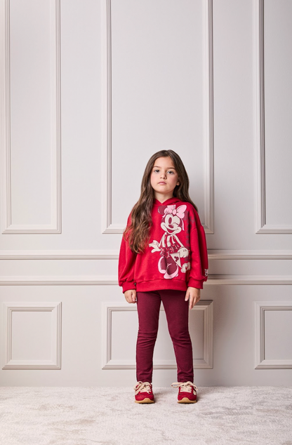 Conjunto Infantil Casaco Capuz e Orelha Minnie e Legging Cranberry - Animê
